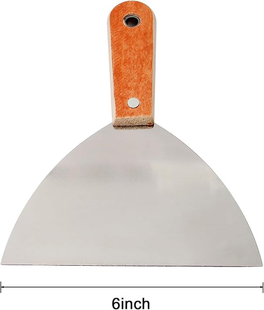 Utoolmart 2Pcs Putty Knife, 6 Inch Carbon steel Stiff Putty Knives, Spackle Knife, Paint Scraper, Scraper Tool with Wooden Handle for Taping Paint Wall Floor Tile