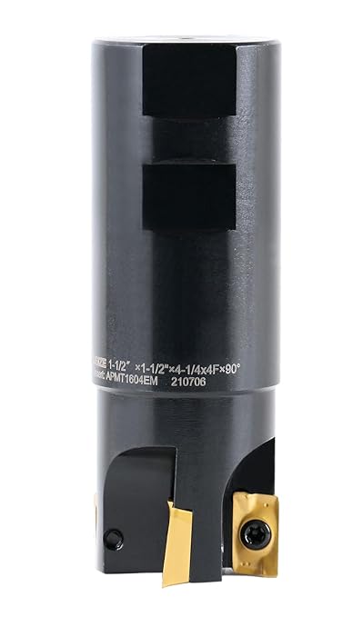 Accusize Industrial Tools 1-1/2" 90째 Square Shoulder Indexable End Mill, 1-1/2" Shank, 4-1/4" OAL, 0.551" ap, 4 Flutes, APKT1604, Carbide Insert, 0056-0924