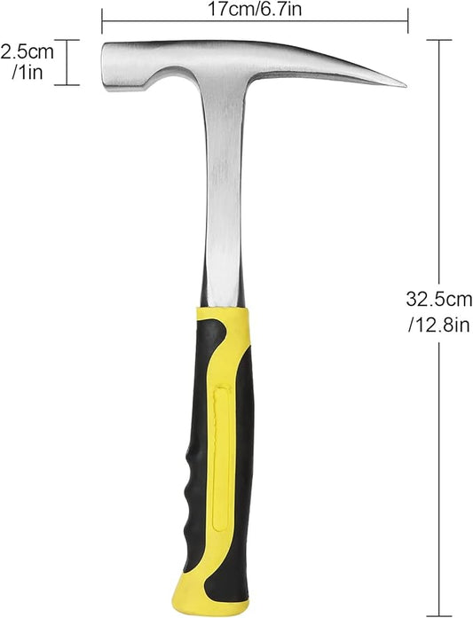 CertBuy 2 Pack Rock Pick Hammer With Non-Skid Handle, 12.8 Inch All Steel Geologist Hammer, Drop Forged Masonry Hammers, Geologist Hammers with Pointed Tip for Mining