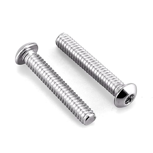 1/4-20 x 1-1/2" Button Head Socket Cap Bolts Screws, 304 Stainless Steel 18-8, Allen Hex Drive, Bright Finish, Fully Machine Thread, Pack of 50