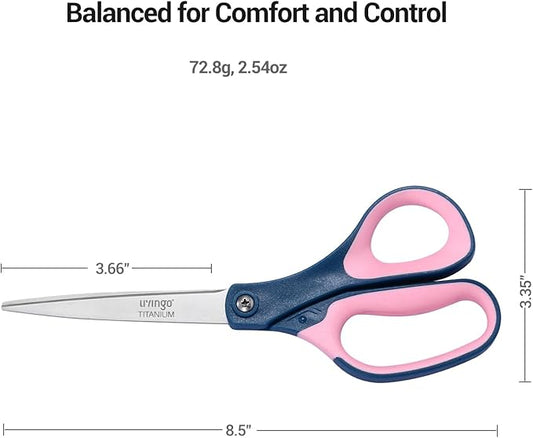 LIVINGO Titanium Scissors All Purpose - 3 Pack 8.5??Sharp Stainless Steel Heavy Duty Shears for Office Home Crafting Cutting Paper Fabric