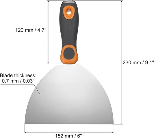 uxcell Putty Knife 6" Stainless Steel Paint Scraper Flexible Drywall Repair Mud Knife for Removing Cement Wallpaper Mud Adhesive Taping with Metal Hammer End