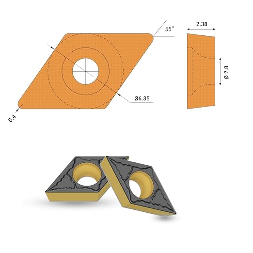 CNC Carbide Inserts DCMT070204 / DCMT21.51 for Steel Metal Cutting Turning Tools, DCMT Lathe Tool Inserts for Steel Cast Iron Alloy, Premium Carbide Tips for CNC Milling Machine, 10 Pcs
