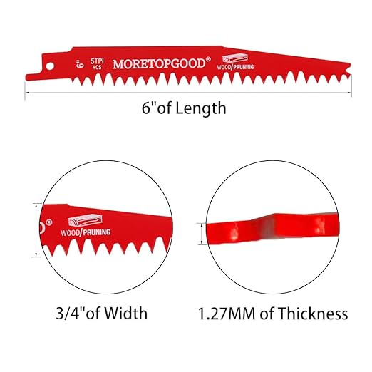 10pcs Wood Pruning Reciprocating Saw Blades, 6 Inch 5TPI Saw Blades for Trees Wood Cutting, Wood Saw Blades
