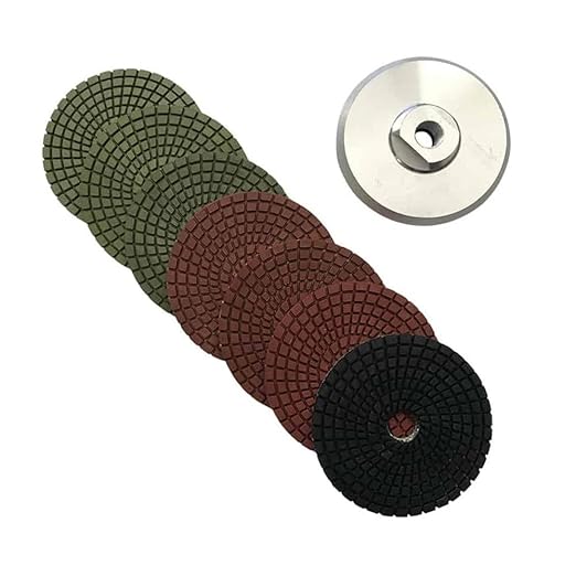 4" Wet Stone Polishing Pads Set (50, 100, 200, 400, 800, 1500, 3000 Grit, Metal Backer) - for Granite, Marble, Quartz, Concrete Countertops