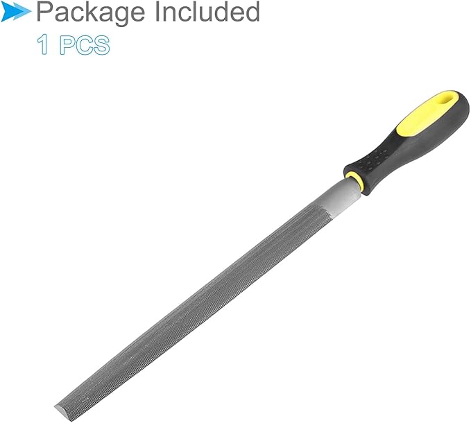 Half Round File, | 10 Inch File Length |, High Carbon Steel Medium Double Cut File Hand Rasp with Anti-Slip Grip Handle - (Applications: for Shaping Metal Wood Plastic), 1-Piece