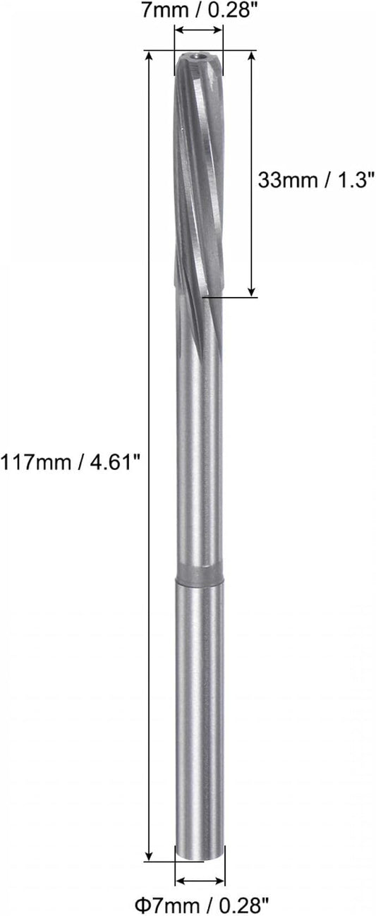 uxcell Chucking Reamers, 7mm H7 4241 High Speed Steel Spiral Flutes Lathe Machine Reamer Milling Cutter