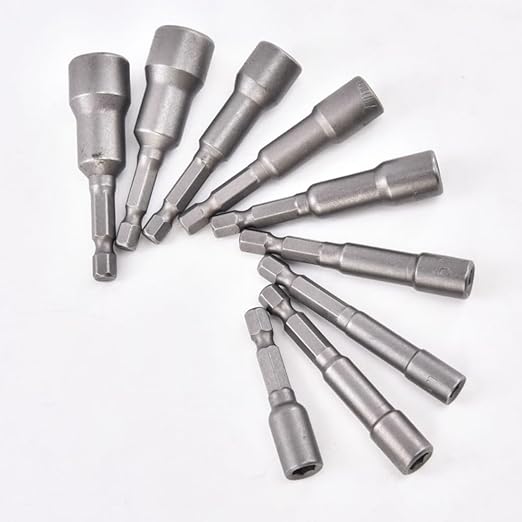 10 PCS 1/4" Hex Shank Magnetic Power Nut Driver Bit Sets, 1/4 inch Quick Change Socket Nut Driver Bit Magnetic,Heavy Duty 1/4 Nut Driver Length 2.5 inche (65mm)