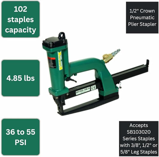 Klinch-Pak KP-P50-10B-A 1/2" Crown Pneumatic Plier Stapler for SB103020 Series Staples with 3/8", 1/2" or 5/8" Leg Staples, Ideal for Trays & Lids, End Caps, Header & Bags, Container Inserts