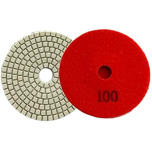 4" Wet Diamond Polishing Pad - 3 Packs of 100 Grit - White Resin for Granite, Marble, Quartz, Engineered Stone
