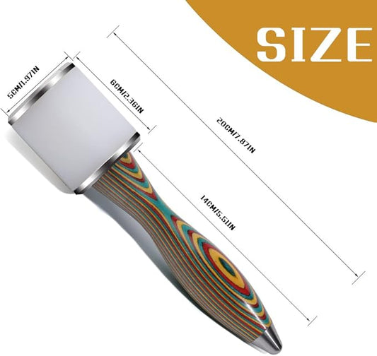 Leather Working Mallet, Leather Mallet Leather Carving Hammer, Leather Maul Nylon Straight Head Comfortable Wooden Handle Hammer DIY Leatherworking (Colorful/Water-Rippled)