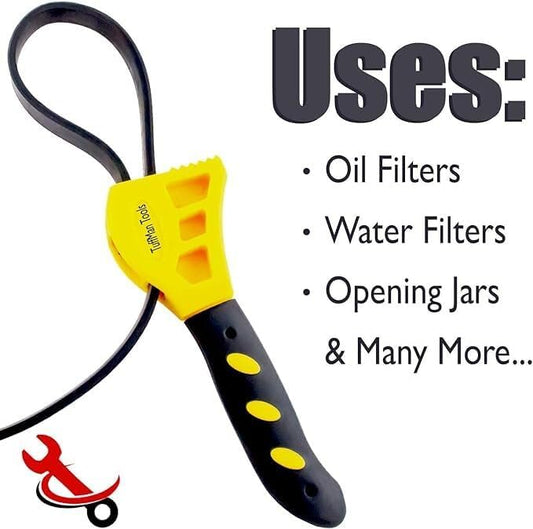 TuffMan Tools Strap Wrench Set, Adjustable Rubber Strap Oil Filter Removal Tool Fits 1?년???Filters for Automotive & Plumbing - Set of 2