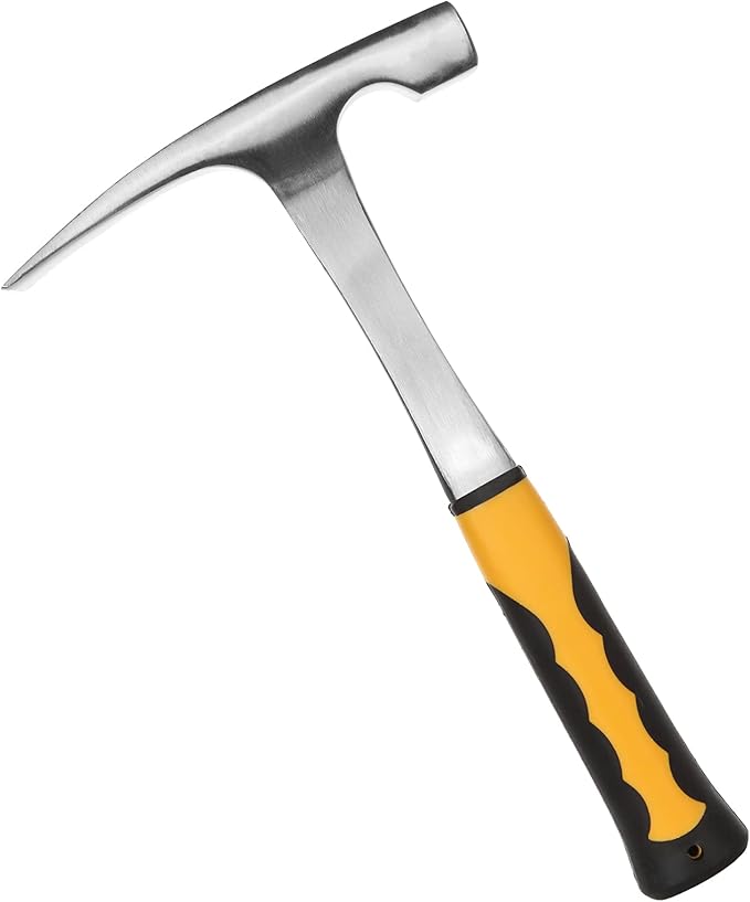 Acrux7 Brick Hammer 35 oz 12 Inch Masonry With Skid Handle - Geology Pick 2.2lb - Premium Carbon Steel, Pointed Tip, Strong Impact Resistance