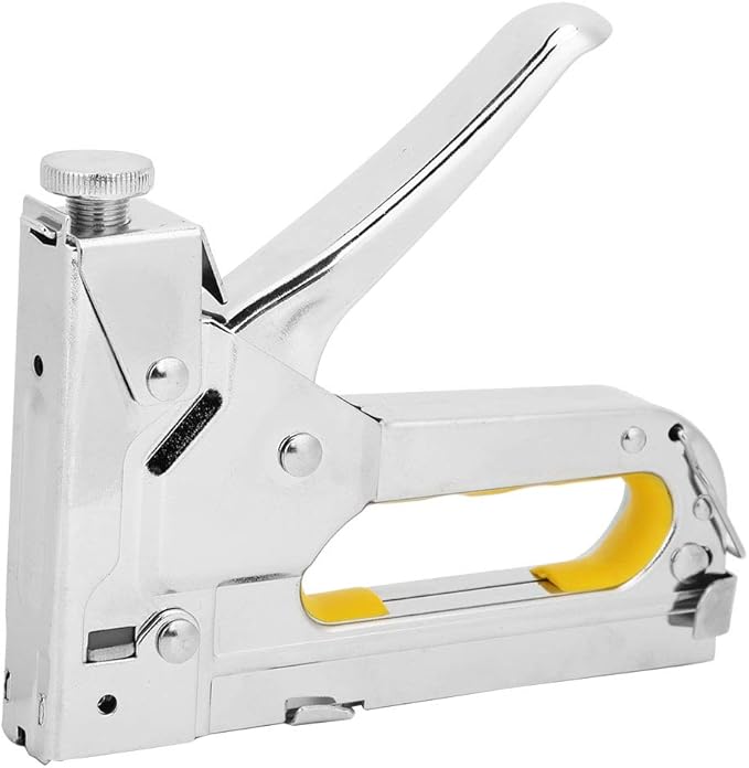 Framing Stapler, Staple Tacker, Hand Operated Nailing Tool for Carton Making, Packaging, Furniture, 3 Use Silver