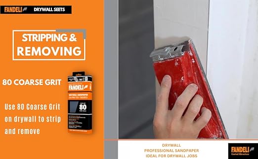 Fandeli | Multi-Purpose Sanding Paper | Grit 80 | 50 Sheets of 4-1/4 in.x 11 in | Perfect for Sanding Drywall | Hand Sanding | Orbital Sanders | Sandpaper Sheets | Sandpaper Grit.