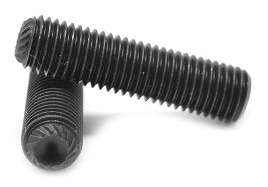 #10-32 x 3/16" Fine Thread Socket Set Screw Knurled Cup Point Alloy Steel Black Oxide Pk 2500