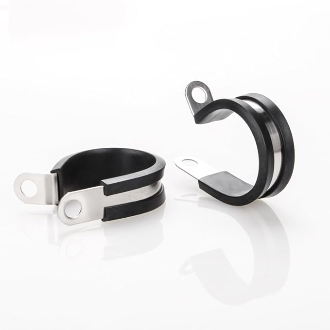 LOKMAN 20 Pack 3/16 Inch Stainless Steel Cable Clamp, Rubber Cushioned Insulated Clamp, Metal Clips, Tube Holder for Tube, Pipe or Wire Cord Installation