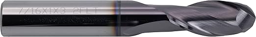 CME 10 pcs Micrograin Carbide End Mills, Ball Nose, TiAlN Coated, 7/16" Mill Diameter, 1" Length of Cut, 3" Overall Length, 2 Flute, Center Cutting