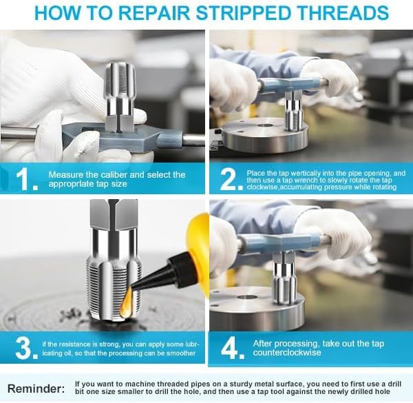 1-1/2 Carbon Steel NPT Tap, 1-1/2 NPT Pipe Tap for Accurate Threads, Assorted Plumbers Mechanics DIY Thread Cutting Tools