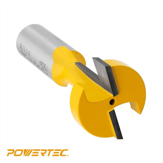 POWERTEC T Track Router Bit, Tungsten Carbide Tipped Router Bit, 1/2" Shank, 1-1/16" Dia., Slatwall, T Slot for Picture Frames, Plaque and Woodworking Projects, 2PK (73024-P2)