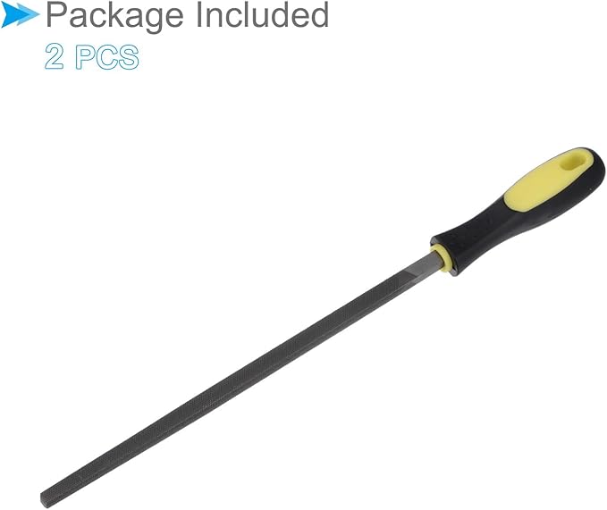 Square File, | 10 Inch File Length |, High Carbon Steel Medium Cut File Hand Rasp with Anti-Slip Grip Handle - (Applications: for Shaping Metal Wood Plastic), 2-Pieces