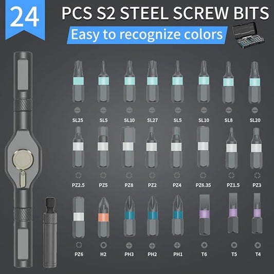 24 in 1 Magnetic Screwdriver Set, DIY Ratchet Screwdriver Set, Multifunctional Toolbox with Detachable Ratchet Handle, Portable Precision Repair Tool Kit for Furniture Bicycle Electronic Device