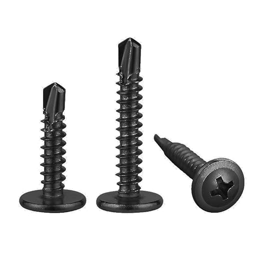 (200 pcs) Wensilon #10횞1??for Sheet Metal Self-Tapping Screws 410 Black Stainless Steel Truss Head High-Strength Quick Tapping