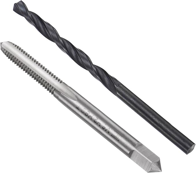 uxcell Metric Tap and Drill Bit Set, M6 x 1 Thread Tap & 5mm Black Oxide Twist Drill Bit, Straight Flute Tap Tapping Threading Repair Tool Kit