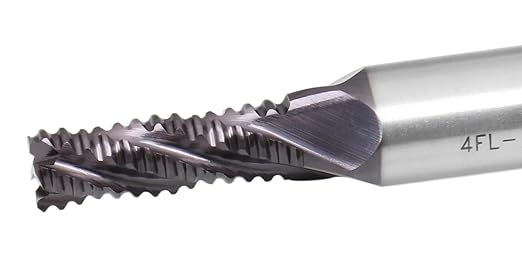 Accusize Industrial Tools Standard Tooth M42 8% Cobalt TiAlN Roughing End Mill, 1/4" Diameter, 3/8" Shank Diameter, 3/4" Flute Length, 1102-0014
