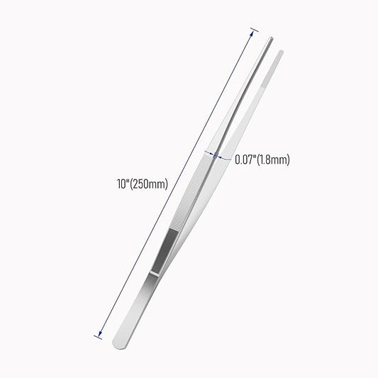 5 PCS 10 Inch Stainless Steel Tweezers, with Straight Round Blunt Serrated Tip, 0.07 Inch Thickness Stainless Steel, Multipurpose Daily Garden Home Lab Craft Repairing Tool