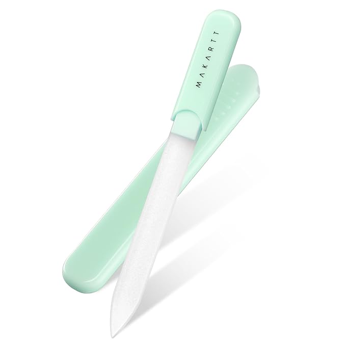 Makartt Glass Nail File: Nail Files for Natural Nails, Double-Sided Sandblasted Crystal Nail Filer, Gentle Nail Care for Shape & Smooth Finish, Portable Manicure Gift, 1pc Green