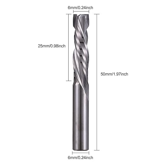 Up & Down Cut Bit 6mm (0.236") Shank with 6mm (0.236") Cutting Diameter,Compression Bit Spiral CNC Router Bits End Mill Tungsten Carbide Milling Cutter Set 2 Pack