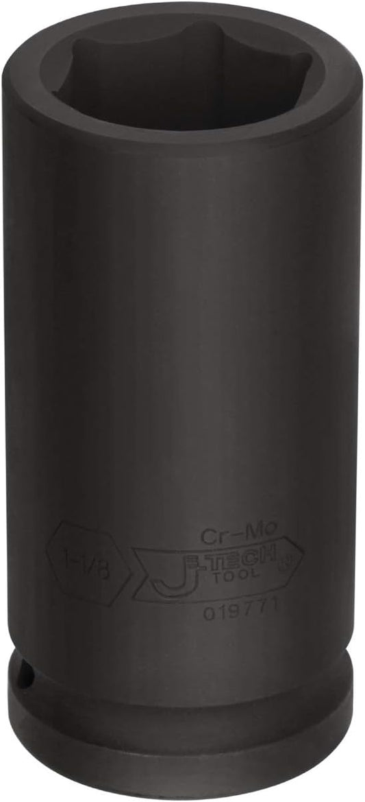 Jetech 3/4 Inch Drive 1-1/8 Inch Deep Impact Socket, Made with Heat-Treated Chrome Molybdenum Alloy Steel, 6-Point Design, SAE