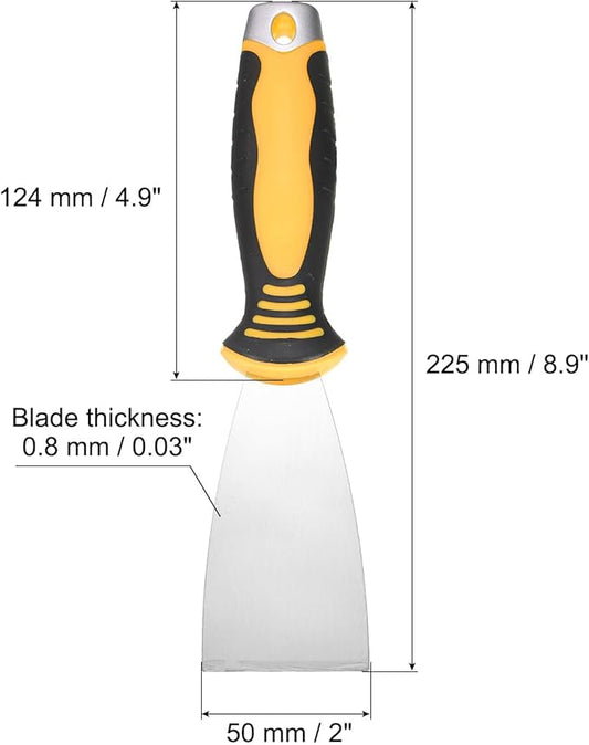 uxcell Putty Knife 2" High Carbon Steel Paint Scraper Flexible Drywall Repair Mud Knife for Removing Cement Wallpaper Mud Adhesive Taping with Metal Hammer End