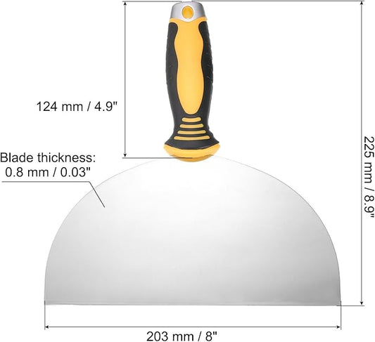 uxcell Putty Knife 8" High Carbon Steel Paint Scraper Flexible Drywall Repair Mud Knife for Removing Cement Wallpaper Mud Adhesive Taping with Metal Hammer End