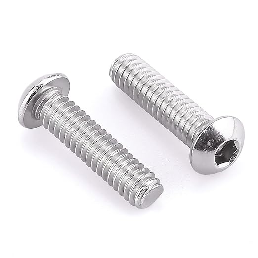 1/4-20 x 1 Button Head Socket Cap Bolts Screws, 304 Stainless Steel 18-8, Allen Hex Drive, Bright Finish, Fully Machine Thread, Pack of 25
