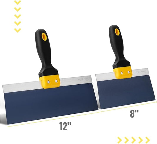 Bates- Taping Knife Set, 2 Pack, 8 & 12 Inch, Blue Steel Drywall Taping Knife