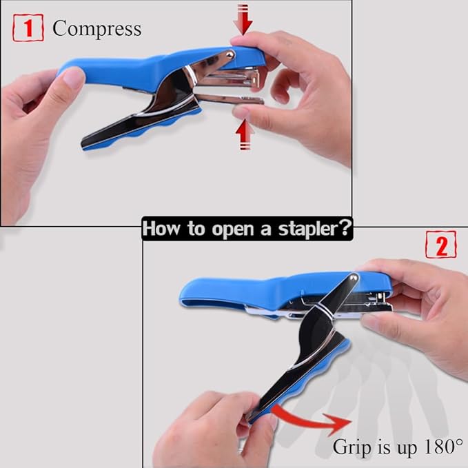 Stapler with 1000 Staples-Plier Stapler Save 60% Power,Good for Stapling at Home School or Warehouse (Bkue2P)