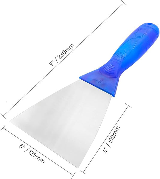 Putty Knife, 2 PCS 5 Inch Carbon Steel Scraper, Plastic Handle Spackle Knives for Drywall, Decals, Wall paper, Patching, Painting, Taping, Scraping Coating