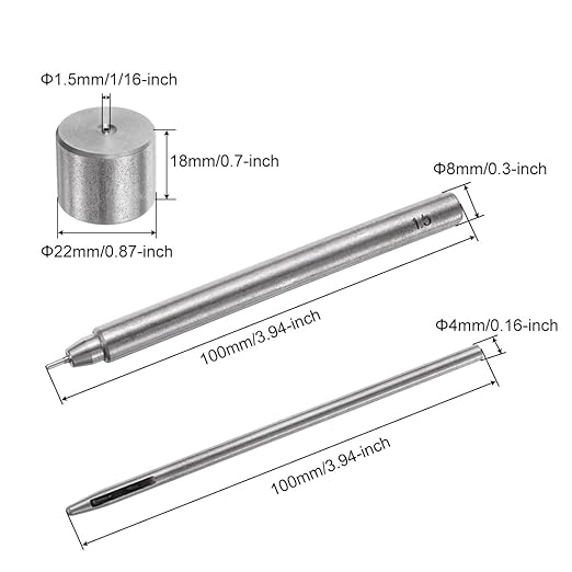 uxcell Eyelet Hole Punch Die Tool, 1.5mm Grommet Setter Hollow Punch for Leather Craft Clothing Handbag Fabric Curtain Setter