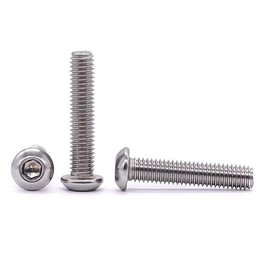 1/4-20 x 1-3/4" Button Head Socket Cap Bolts Screws, 304 Stainless Steel 18-8, Allen Hex Drive, Bright Finish, Fully Machine Thread, Pack of 25