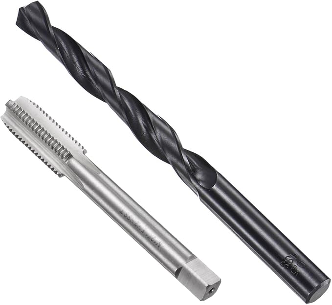 uxcell Metric Tap and Drill Bit Set, M12 x 1.5 Thread Tap & 10.5mm Black Oxide Twist Drill Bit, Straight Flute Tap Tapping Threading Repair Tool Kit