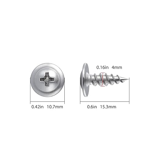 (400 pcs)#8횞1/2" Phillips Truss Head Wood Screws Stainless Steel 410 Quick Metal Self Tapping