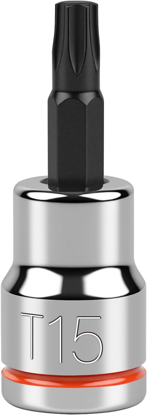 3/8 Inch Drive Torx Bit Socket, T15, Full Polished, Premium CR-V & S2 Alloy Steel Head Made for Auto/Mechanical