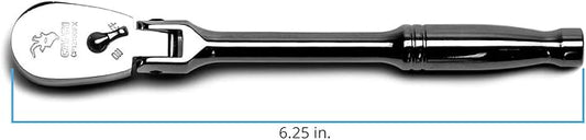 Capri Tools 1/4-Inch Drive Low Profile Flex-Head Ratchet, True 72-Tooth, 5-Degree Swing Arc, 180-Degree Flex-Head (CP12100FX)