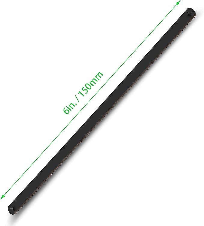 10 Pc Professional High Speed Steel Mini Hacksaw Blades, 6" / 150mm Bi-Metal HSS Blades, 24TPI, Suitable for Mini/Primary Hacksaw Frame, Cuts Wood, Metal, Plastic, PVC, Aluminum, Copper, Brass