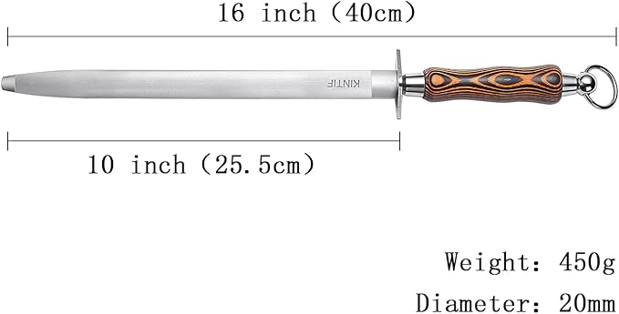 Sharpening Steel 10 inch Professional Knife Sharpener Honing Rod, Fine Lines, High hardness, Flat Knife Honing Steel