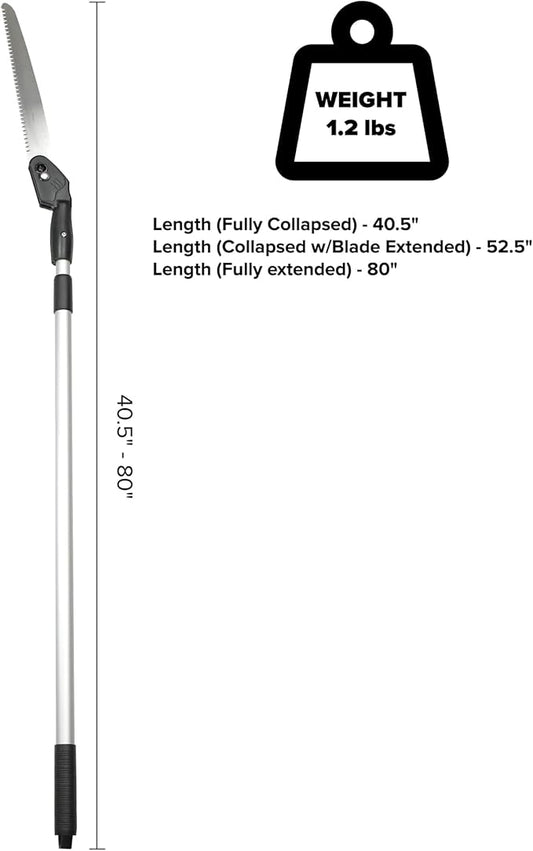 Jameson Barracuda Telescoping Pole Saw - Extendable from 41" to 68", Lightweight, Secure Lock, Tri-Cut Chrome-Plated Foldable Blade - Ideal for Precision Cutting