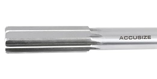 Accusize Industrial Tools 7/8'' H.S.S. Straight Shank Straight Flute Chucking Reamer, Flute Length 2-5/8'', Oal 10'', Right Hand, 8 Flute, 5015-0245
