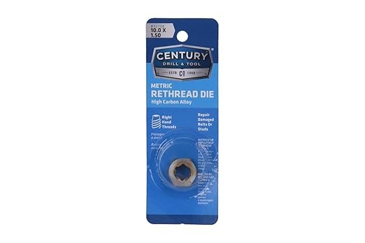 Century Drill & Tool, 92708, 10.0X1.50,Rethreading Die,Tool Set, Thread Repair